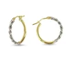 BOUCLES ANNEAUX EN OR JAUNE UNI ET BLANC EFFET TORSADE