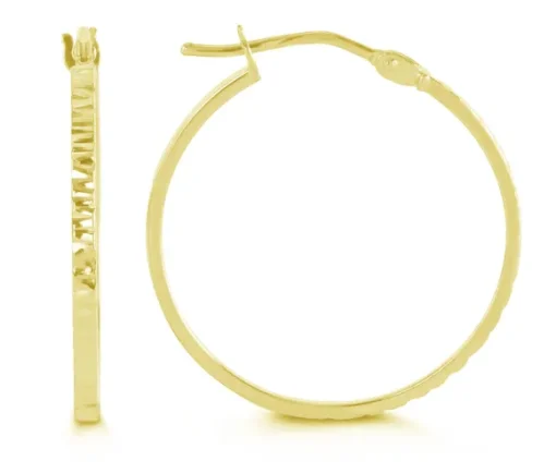 BOUCLES ANNEAUX EN OR 10K TAILLÉES DIAMANT