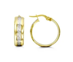 BOUCLES ANNEAUX 10K 2 TONS À MOTIF VERSACE