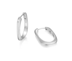 BOUCLES ANNEAUX RECTANGULAIRE EN ARGENT RHODIÉ UNIES