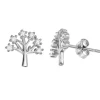BOUCLES ARBRE DE VIE EN ARGENT RHODIÉ SERTIES DE CUBIQUES ZIRCONIAS