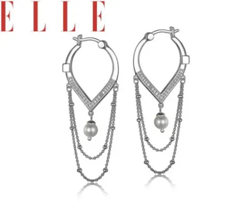 BOUCLES ARGENT ANNEAUX+CHAINE+PERLE+CZ