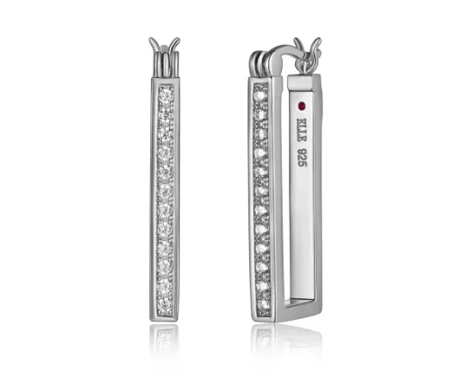 BOUCLES ARGENT CZ 25X10MM
