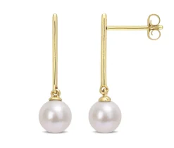 BOUCLES BARS EN OR SERTIES DE PERLES DpiEAU DOUCE