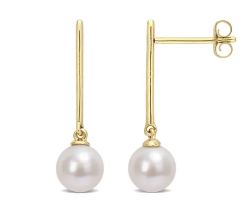 BOUCLES BARS EN OR SERTIES DE PERLES DpiEAU DOUCE