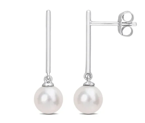 BOUCLES BARS EN OR SERTIES DE PERLES DpiEAU DOUCE