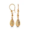 BOUCLES BILLE+GOUTTE EN OR JAUNE TAILLÉES DIAMANT AVEC CROCHETS