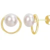 BOUCLES CERCLE DE VIE EN OR SERTIES DE PERLE DpiEAU DOUCE