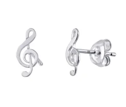 BOUCLES CLÉ DE SOL EN ARGENT RHODIÉ