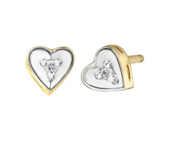 BOUCLES COEUR EN OR 2 TONS SERTIES DE DIAMANTS