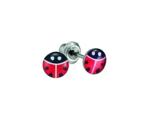 BOUCLES DE PERÇAGE COCCINELLE EN ACIER/ÉMAIL (*PERÇAGE GRATUIT)