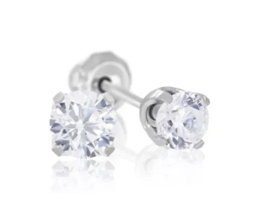 BOUCLES DE PERÇAGE EN ACIER SERTIES DE CUBIQUES ZIRCONIAS (*PERÇAGE GRATUIT)