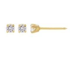BOUCLES DE PERÇAGE EN ACIER/PVD OR 24K SERTIES DE CUBIQUES ZIRCONIAS (*PERÇAGE GRATUIT)