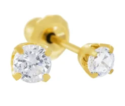 BOUCLES DE PERÇAGE EN ACIER/PVD OR 24K SERTIES DE CUBIQUES ZIRCONIAS (*PERÇAGE GRATUIT)