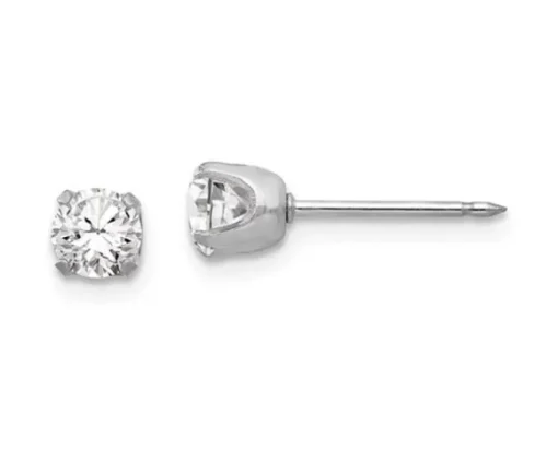 BOUCLES DE PERÇAGE EN OR BLANC SERTIES DE CUBIQUES ZIRCONIAS (PERÇAGE GATUIT)