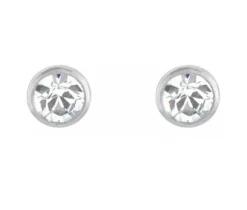 BOUCLES DE PERÇAGE EN OR BLANC SERTIES DE CUBIQUES ZIRCONIAS (*PERÇAGE GRATUIT)