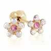 BOUCLES DE PERÇAGE EN OR SERTIES DE CUBIQUES ZIRCONIAS ROSES/BLANCS (*PERÇAGE GRATUIT)