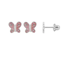 BOUCLES DE PERÇAGE PAPILLON EN ACIER/ÉMAIL (*PERÇAGE GRATUIT)