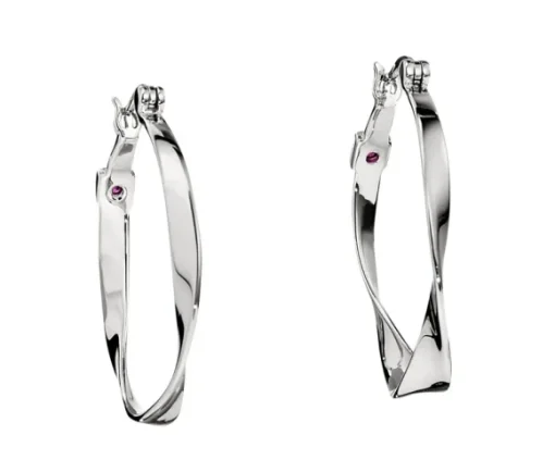 BOUCLES ELLE ANNEAUX EN ARGENT RHODIÉ TWISTÉES