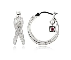 BOUCLES ELLE EN ARGENT RHODIÉ ANNEAUX CROISÉES SERTIES DE CUBIQUES ZIRCONIAS