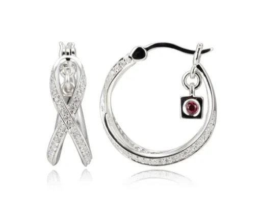 BOUCLES ELLE EN ARGENT RHODIÉ ANNEAUX CROISÉES SERTIES DE CUBIQUES ZIRCONIAS