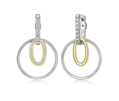 BOUCLES ELLE EN ARGENT/PVD OR 2 TONS SERTIES DE CUBIQUES ZIRCONIAS