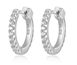 BOUCLES ELLE HUGGIES EN ARGENT RHODIÉ SERTIES DE CUBIQUES ZIRCONIAS