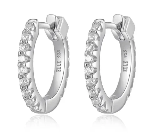 BOUCLES ELLE HUGGIES EN ARGENT RHODIÉ SERTIES DE CUBIQUES ZIRCONIAS