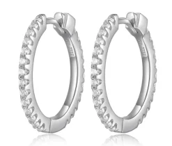 BOUCLES ELLE HUGGIES EN ARGENT RHODIÉ SERTIES DE CUBIQUES ZIRCONIAS