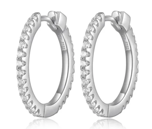 BOUCLES ELLE HUGGIES EN ARGENT RHODIÉ SERTIES DE CUBIQUES ZIRCONIAS