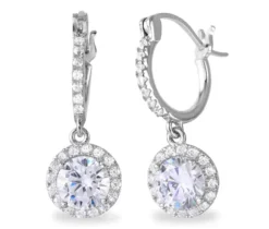 BOUCLES EN ARGENT RHODIÉ ANNEAUX SERTIES DE CUBIQUES ZIRCONIAS