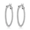 BOUCLES EN ARGENT RHODIÉ OVALES SERTIES DE CUBIQUES ZIRCONIAS