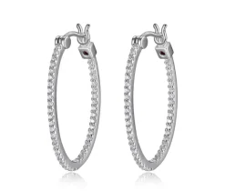 BOUCLES EN ARGENT RHODIÉ OVALES SERTIES DE CUBIQUES ZIRCONIAS