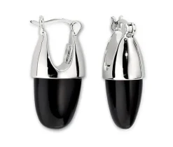 BOUCLES EN ARGENT RHODIÉ SERTIES DpiAGATES NOIRES