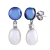 BOUCLES EN ARGENT RHODIÉ SERTIES DE PERLES SYNTHÉTIQUES ET CUBIQUES ZIRCONIAS