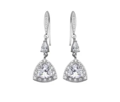 BOUCLES EN ARGENT RHODIÉ SUR CROCHET SERTIES DE CUBIQUES ZIRCONIAS