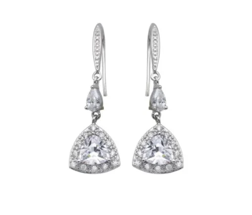 BOUCLES EN ARGENT RHODIÉ SUR CROCHET SERTIES DE CUBIQUES ZIRCONIAS