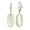 BOUCLES EN ARGENT RHODIÉ/PVD OR 2 TONS SERTIES DE NACRE DE PERLE
