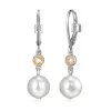 BOUCLES EN ARGENT RHODIÉ/PVD OR 2 TONS SERTIES DE PERLES ET DE CUBIQUES ZIRCONIAS