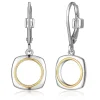 BOUCLES EN ARGENT RHODIÉ/PVD OR 2 TONS ORÉOLE/CARRÉ