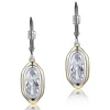 BOUCLES EN ARGENT RHODIÉ/PVD OR 2 TONS SERTIES DE QUARTZ