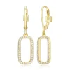 BOUCLES EN ARGENT/PVD OR RECTANGLES AJOURÉS SERTIS DE CUBIQUES ZIRCONIAS