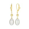 BOUCLES EN ARGENT/PVD OR SERTIES DE PERLES DpiEAU DOUCE OVALES