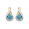 BOUCLES EN OR 2 TONS SERTIES DE TOPAZES BLEUS ET DE DIAMANTS