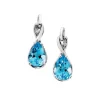 BOUCLES EN OR BLANC SERTIES DE TOPAZES BLEUS ET DE DIAMANTS