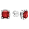 BOUCLES EN OR BLANC SERTIES DE RUBIS DE LABORATOIRE ET DE DIAMANTS