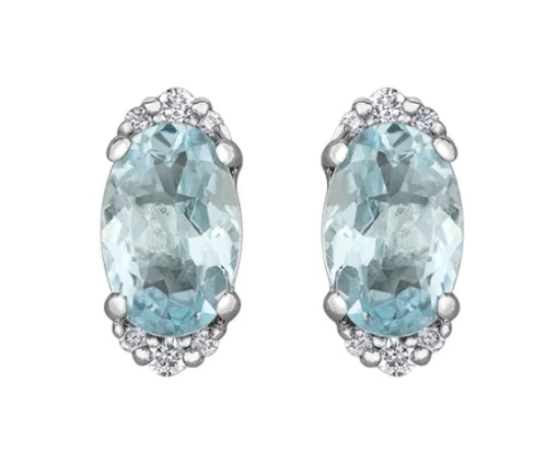 BOUCLES EN OR BLANC SERTIES DpiAIGUES MARINES ET DE DIAMANTS