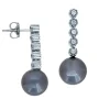 BOUCLES EN OR BLANC SERTIES DE PERLES DE TAHITI ET DE DIAMANTS