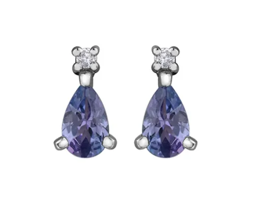 BOUCLES EN OR BLANC SERTIES DE TANZANITES ET DE DIAMANTS