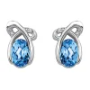 BOUCLES EN OR BLANC SERTIES DE TOPAZES BLEUS ET DE DIAMANTS